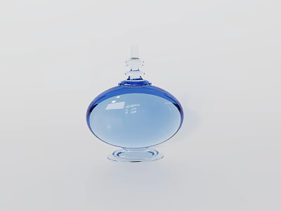 Elegant Blue Glass Chandelier With Smooth Curved Shape For Home Interior Decor 3d model