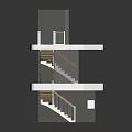 Spiral Staircase Multi Level Platform Structure With Wooden Railings And Gray Panels