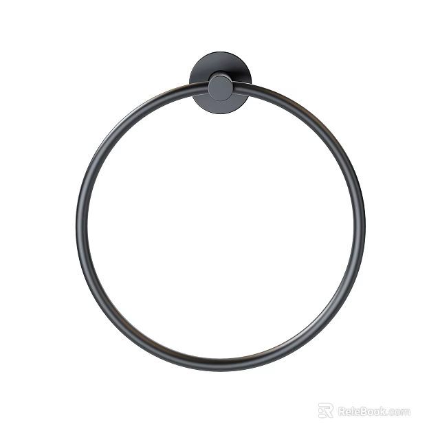 Essential Modern Black Round Wall Mounted Towel Ring Bathroom Accessory 3d model 