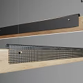 Modern Long Rectangular Pendant Lights With Wooden Black Metal And Grid Design 3d model