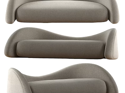 Modern Gray Sectional Sofa With Sleek Curved Lines Comfortable Upholstered Backrest And Armrests 3d model