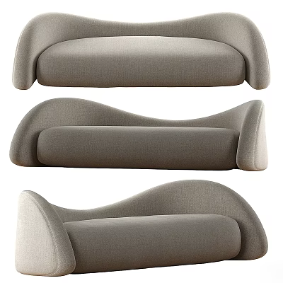 Modern Gray Sectional Sofa With Sleek Curved Lines Comfortable Upholstered Backrest And Armrests 3d model