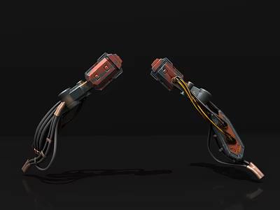 Smart Machine Dual Metallic Mechanical Arms With Cables And Joints Design 3d model