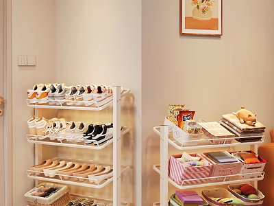Multi-tiered Modern Shoe Rack With Organized Shoes For Home Hallway Storage 3d model