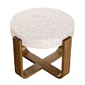 Modern Round Side Table With Terrazzo Top And Curved Walnut Wood Legs For Living Room