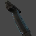 Modern Tactical Pistol With Blue Grip And Black Barrel Design Features Trigger Guard