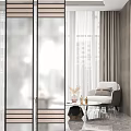 Elegant Modern Glass Room Dividers With Geometric Patterns And Interior Decor 3d model