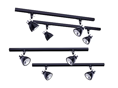 Track Mounted Downlights And Spotlights With Adjustable Heads For Modern Home Lighting 3d model