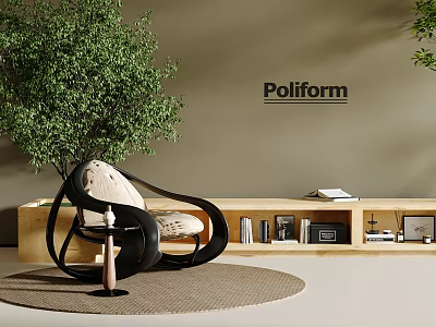 Creative Curved Poliform Leisure Chair For Cozy Warm Modern Minimalist Home Living Space Decoration 3d model