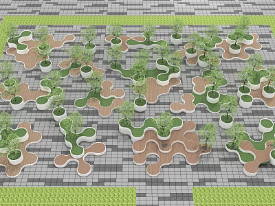 Landscape Seat Commercial Swing Combination Seat Combination Flower Box Landscape Tree Pool Tree Pool Seat 3d model