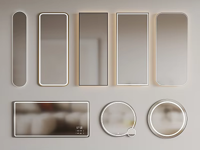 Modern Mirrors in Various Shapes for Home Interior Wall Decoration 3d model