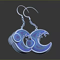 Sparkling Blue Moon and Star Shaped Dangle Earrings for Daily Use