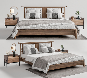 Nordic Double Bed Log Double Bed 3d model