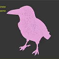 3D Rendered Blue And Brown Crow With Black Eyes Standing On Gray Background