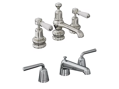 Various Chrome Faucet Styles With Classic Knob And Modern Handle Designs 3d model