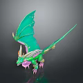 Green Dragon Game Movie Character With Vibrant Wings Sharp Horns And Colorful Scales