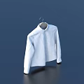 Simple White Shirt Hanging On Hanger Against Dark Blue Background