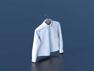 Simple White Shirt Hanging On Hanger Against Dark Blue Background 3d model
