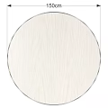 Round Light Wood Dining Table With Metal Edge And Wooden Base Design