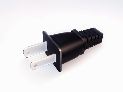 Black Power Plug Hardware Tool With Durable Design And Flat Pins 3d model