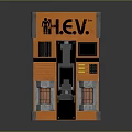 Game Character H.E.V. Equipment Station With Orange Design Digital Screen And Mechanical Structure 3d model