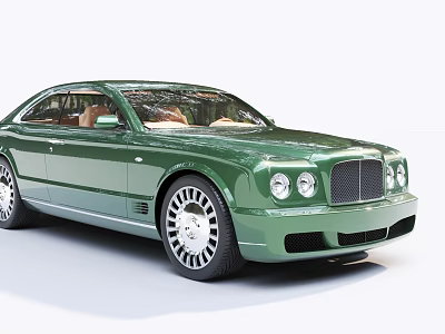 Green Luxury Sedan With Classic Design Silver Wheels And Brown Interior 3d model