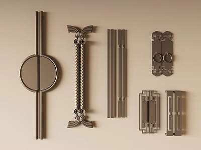 Different Styles of Decorative Metal Handles for Furniture and Cabinets 3d model