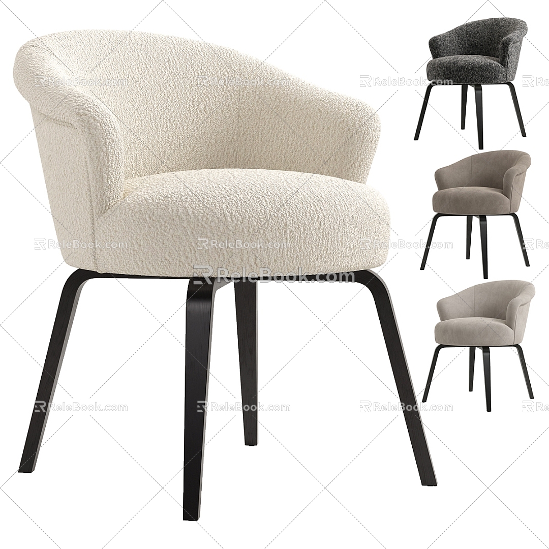 Modern leisure chair single chair dining chair 3d model