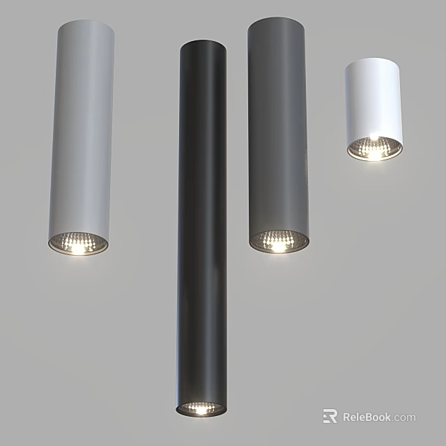 Modern Downlights And Spotlights With Sleek Design Gray And White LED Lighting 3d model 