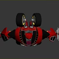 Red and Silver Robot Character 3D Model With Sharp Edges And Mechanical Design