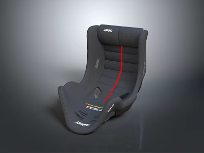 Gray Ergonomic Furniture Seat With Red Stitching And Competition Racing Design 3d model