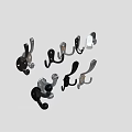 Various Metal Wall Hooks With Different Functional And Decorative Designs For Home Use 3d model