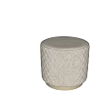 Elegant Round Velvet Ottoman With Quilted Diamond Pattern And Gold Base 3d model
