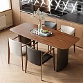 Middle ancient style dining table and chair combination dining table dining chair dining room chandelier 3d model