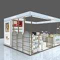 Modern Beauty Store Interior With White Gold Decor Counter And Product Shelves