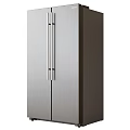 Modern Stainless Steel Double Door Refrigerator With Brushed Finish And Sleek Handles