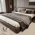 Double bedside table chandelier pillow carpet ornaments 3d model