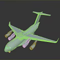 Blue Transport Aircraft Model With Four Engines Detailed Fuselage And Wings