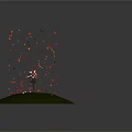 Fox Eared Female Character Leaping With Long Hair And Black Dress Amid Falling Maple Leaves
