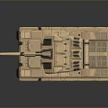 3D Rendered Tan Colored Military Tank With Cannon Turret Armor Details And Dark Background Reflection