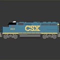 Blue CSX Train Locomotive Model 6025 on Gray Reflective Surface