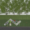 Elegant Community Landscape Sculpture With Lawn Sign Greenery And Icon Design