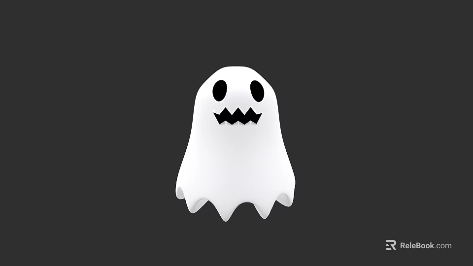 Game Movie Character White Ghost With Spooky Expression And Simple Design 3d model 