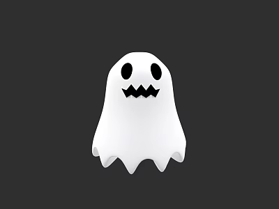 Game Movie Character White Ghost With Spooky Expression And Simple Design 3d model