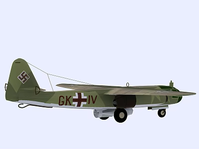 Military Fighter Aircraft Model With Green Camouflage GK-IV Marking And Wing Structure 3d model