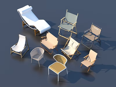 Modern Stylish Leisure Chairs With Various Designs And Comfortable Seats 3d model