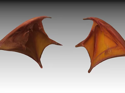 Red And Orange Dragon Wings With Detailed Texture And Curved Structure 3d model