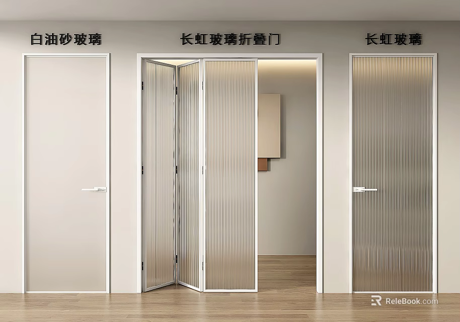 Modern Changhong Glass Folding Door for Interior Home Room Partition Design 3d model 