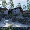 Boutique Guesthouse Building With Terraced Garden Stone Walls And Wooden Accents