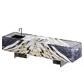 Marble Bar Counter With Black And White Veined Surface Integrated Sink And Modern Cabinet Design